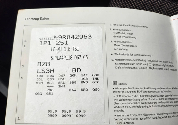 Seat Leon cena 17499 przebieg: 159000, rok produkcji 2008 z Bierutów małe 379